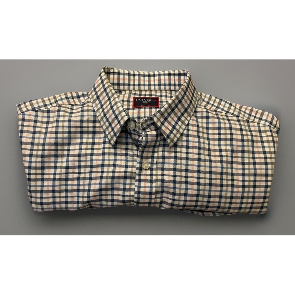 UNTUCKit Long Sleeve Button Up Shirt Men's Pink Blue Plaid Medium JBHS - Picture 9 of 10